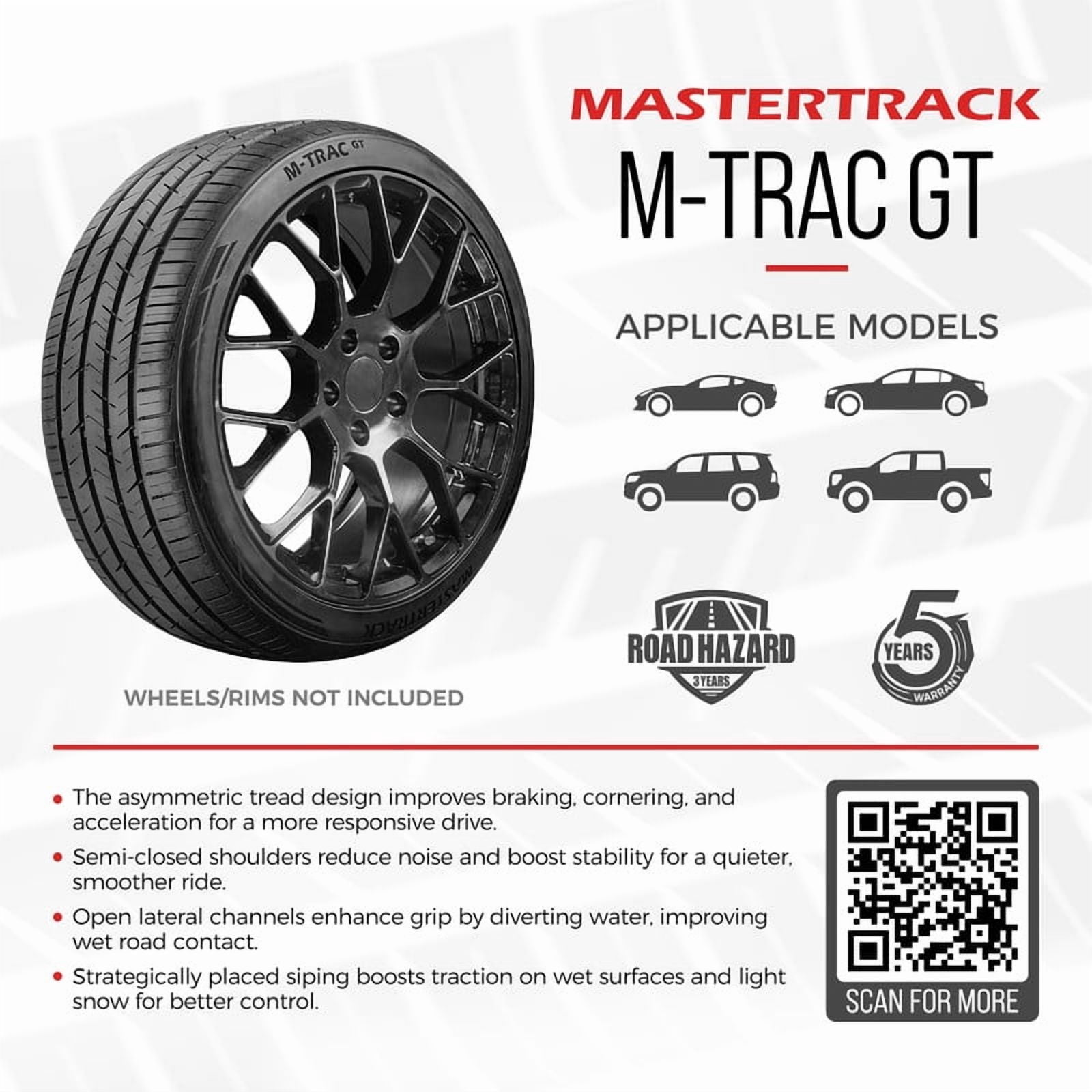 Mastertrack M-TRAC GT 245/30ZR20 245/30 R20 90W XL High Performance Passenger Tires(No Wheels)