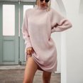 thumbnail image 3 of Suéter largo para mujer, suéter informal de gran tamaño, vestido de mujer, suéter de punto de cuello alto de color sólido para otoño, suéter largo grueso para mujer, sudadera elegante de, 3 of 6