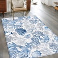 thumbnail image 3 of Navy Blue Coral Area Rugs 3x5 for Living Room, Summer Beach Coastal Ocean Nautical Non Slip Washable Rug Runner, Low Pile Indoor Floor Carpet Mat Bathroom Rugs for Bedroom, Kids Room, 3 of 9