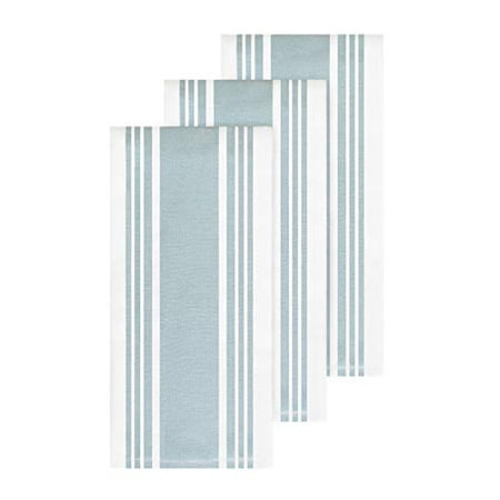 Stripe Dual Sided Woven Kitchen Towel, Set of Three, Rainfall