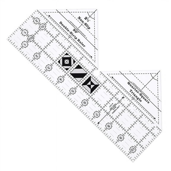 90 Degree Double Strip Quilt Ruler, 10 Inch Acrylic Triangle Rulers