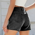 thumbnail image 3 of Hvot&aat Women's Rhinestone Denim Shorts High Waist Stretch Shorts Button Zipper Pocket Jeans Shorts Straight Fit Shorts, 3 of 6