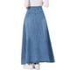thumbnail image 3 of Falda de mezclilla casual INSPIRE CHIC para mujer, de cintura alta, en línea A, falda maxi acampanada M azul claro, 3 of 6