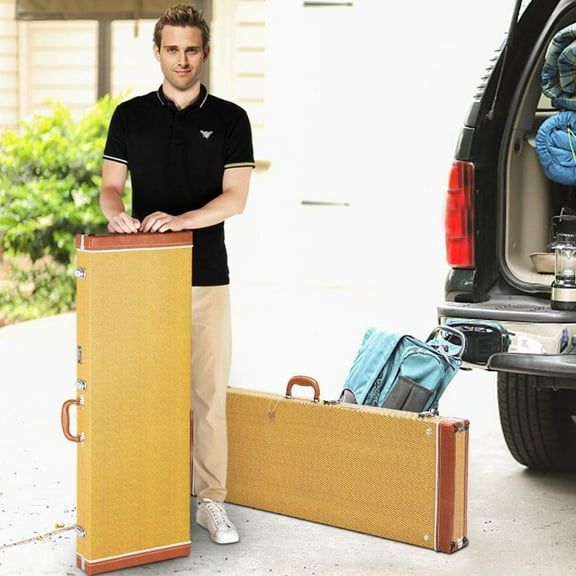 Glarry High Grade Yellow Electric Guitar Square Hard Shell Case with Lock