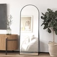 thumbnail image 2 of RACHMADES 64"x21" Arched Floor Mirror Full Length Mirror, Full Body Wall Mirror, Arched Full Mirror Standing Tall Mirror, Dressing Mirror, Black, 2 of 7