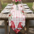 thumbnail image 6 of Red Gnomes Table Runner Linen Burlap Table Runner 72 Inches Long Valentine Roses Love Leaves Pink Plaid Dresser Scarves for Kitchen Island Coffee Dining Party Wedding Banquet Holiday Decor 14"x72", 6 of 8