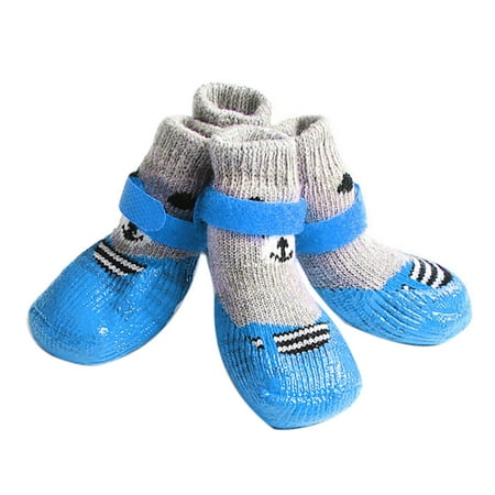 Visland 4Pcs/Set Dog Cat Boots Shoes Socks with Adjustable Waterproof Breathable and Anti-Slip Sole All Weather Protect Paws