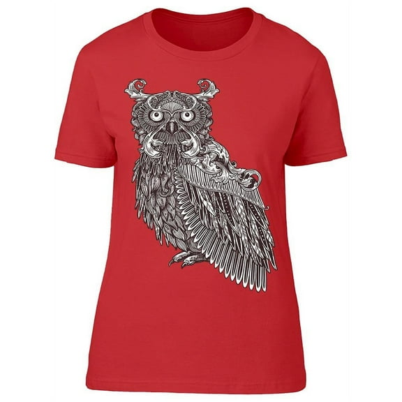 Ornamental Tattoo Owl T-Shirt Women -Image by Shutterstock, Female XX-Large