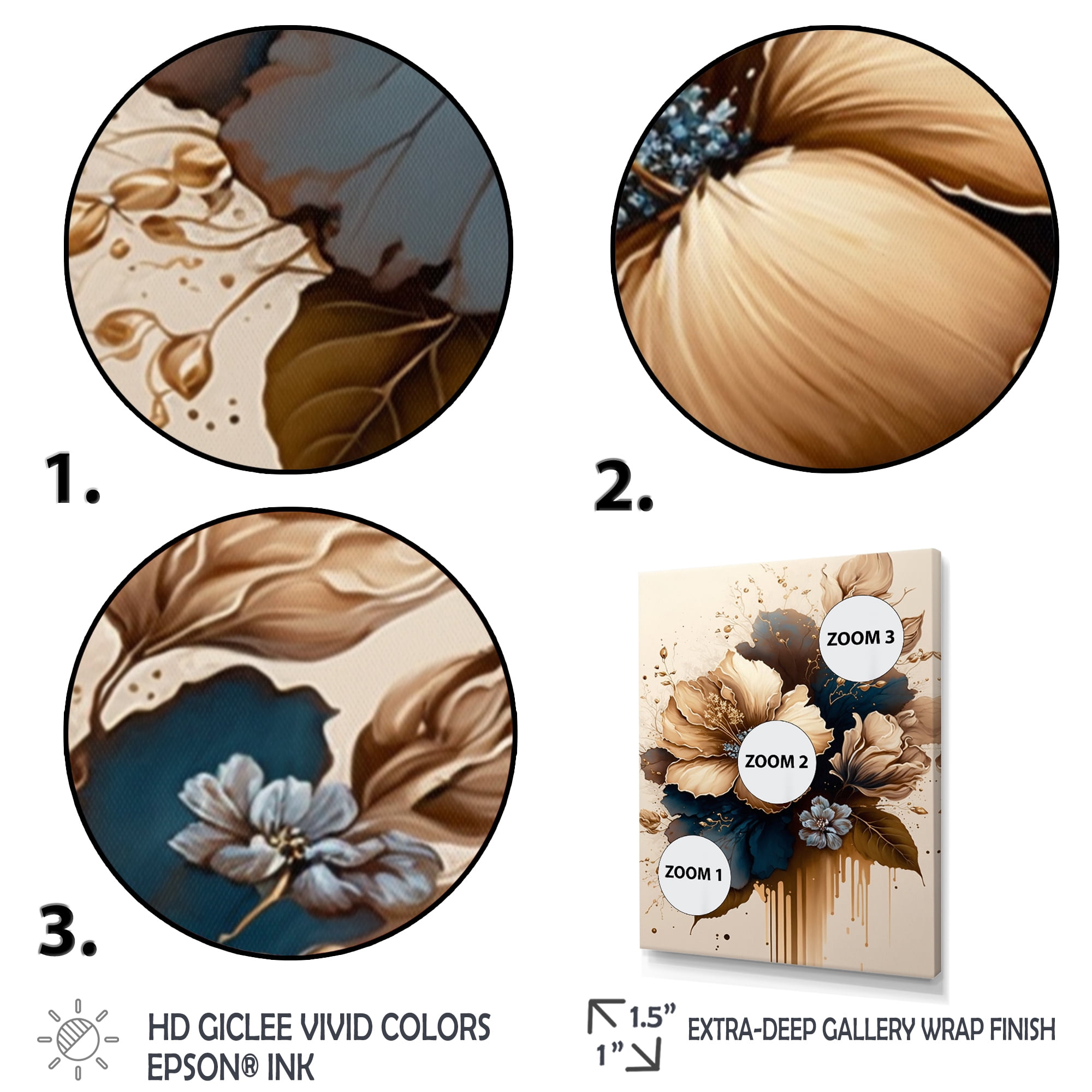 Designart Brown And Blue Hibiscus Bouquet III Canvas Wall Art