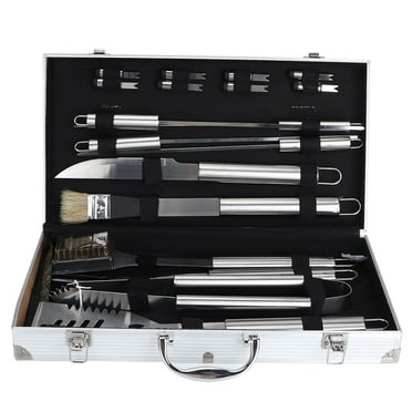 18Pcs Set Stainless Steel Barbecue Grilling Accessories BBQ Tool Kit with Case for Home Camping <br>