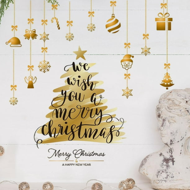 Pegatinas de pared navideñas, calcomanías de pared, bricolaje, decoración creativa de PVC, bricolaje, decoración de arte de pared, extraíble para
