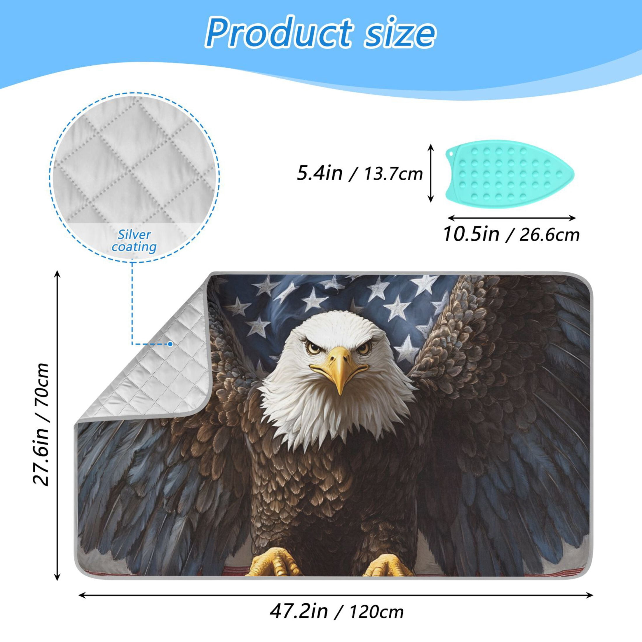 Hawk Spread Wings Front Flag Ironing Mat Blanket Portable Travel Ironing Pad Heat Resistant Pad 47.2" x 27.6”