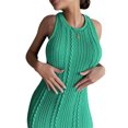 thumbnail image 4 of VISgogo Vestido de tubo de punto para mujer, Adultos Verano Sin mangas Color sólido Cuello redondo Una pieza VISgogo moda, 4 of 9