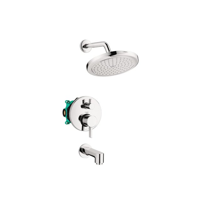 Juego Completo de Ducha Hansgrohe Croma en Cromo con Sistema Moderno de Fácil Control, Válvula Inclu