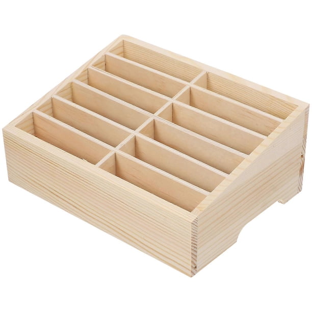 Wooden Multi Grid Phone Storage Box, Stylish Desktop Organizer for Office, Classroom, and Home Use, Practical Mobile Phone Holder Display Rack for