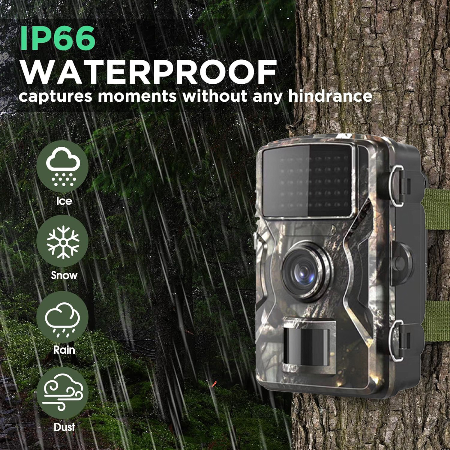 Trail Camera with 2K HD Night Vision Video & 36MP Resolution, 0.2s Ultra-Fast Trigger Speed, 130° Wide-Angle Lens, IP67 Waterproof for Wildlife Hunting & Monitoring