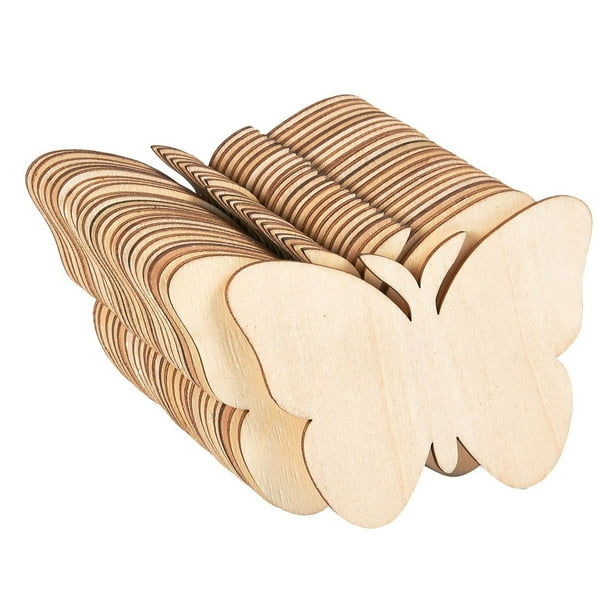 24 Pack Unfinished Wood Cutouts 3.7"x 2.7"x 0.1" Wooden Butterfly Shape