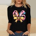 thumbnail image 2 of Camisetas Casuales de las Mujeres Impresas 3/4 Manga Cuello Redondo Blusa, Moda Ligera Superior para el Hogar Y el Uso Diario, Cómoda Imitación de la Tela Del Estante, 2 of 6