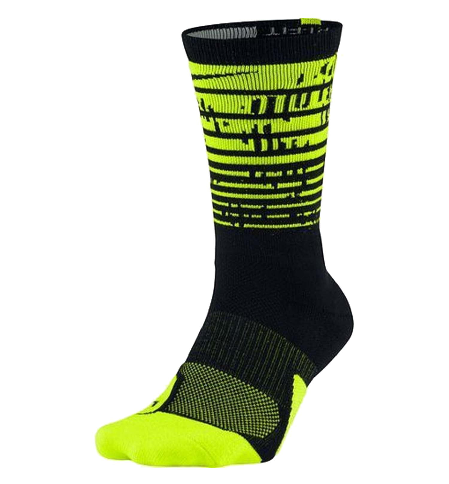 Nike Dri-Fit Elite 1.5 Pulse Crew Basketball Socks-Black/Volt-Large ...