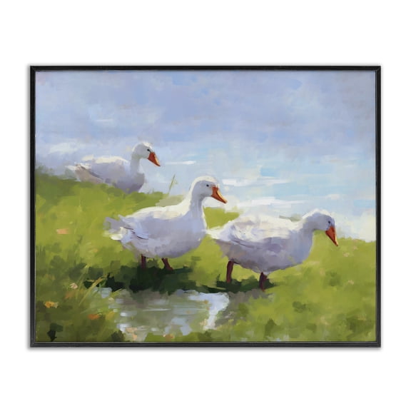 Stupell Industries Transitional Three Ducks Landscape Black Framed Giclee Art, 20 x 16, by Ziwei Li