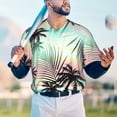 thumbnail image 5 of Goofa Tropical Summer Palm Pattern Mens Golf Shirt Baseball T-shirt Moisture Wicking Dry Fit Performance Sport Short Sleeve Striped Golf Polo Shirts-X-Large, 5 of 7