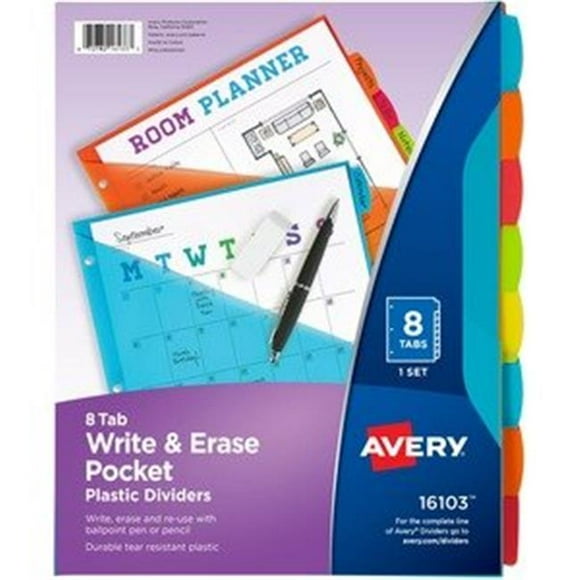 Avery 8TB Write-On Dividers, Asstorted Color
