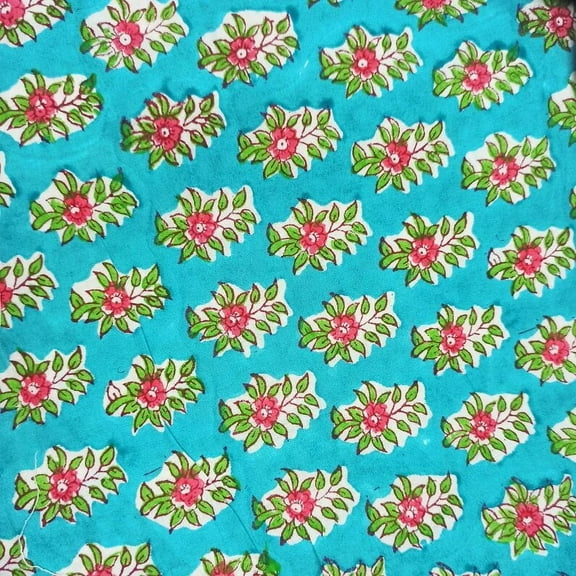New Era Creation Turquoise, Indian Hand Block Printed Fabric by the yard,Table Cover,Farmhouse Decor,Linen Set,Wedding Tablecloth mom Gift