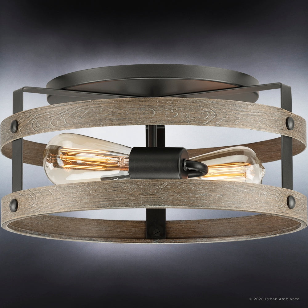 Luxury Farmhouse Ceiling Light, 6.5H x 14.375W, with Modern Farmhouse Style, Charcoal, UHP4041 by Urban Ambiance