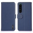 thumbnail image 1 of For Khazneh Sony Xperia 1 Iv First Layer Genuine Leather Pebbled Leather Case (andre) Blue, 1 of 5