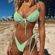 thumbnail image 5 of Conjunto de traje de baño push-up de bikini sexy de encaje plisado de color puro de tela roscada para mujer Fridja nalpqowj21715, 5 of 8