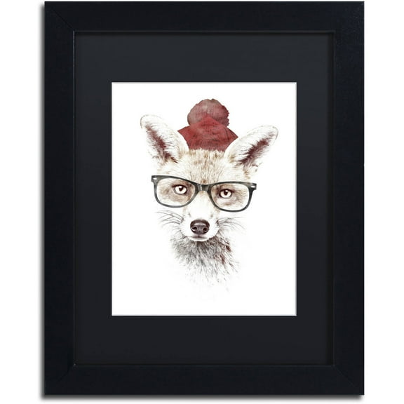 Trademark Fine Art 'It's Pretty Cold Outside' Canvas Art by Robert Farkas, Black Matte, Black Frame