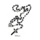 thumbnail image 4 of Catholic Black Gallstone Rosary Necklace Saint Benedict Round Shape Beads Chain, 4 of 5