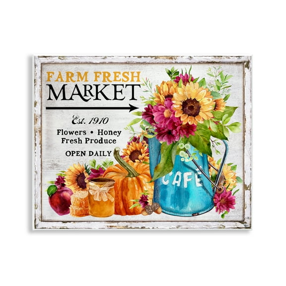 Stupell Industries Fall Farm Market Plants & Flowers Painting Unframed Art Print Wall Art, 14 x 11