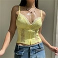thumbnail image 2 of Gupgi Women Lace Camisole Spaghetti Strap Backless Tank Tops Summer Vest Slim Fit Low Cut Tops, 2 of 9