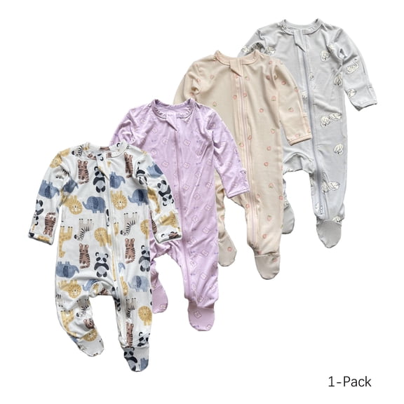 Emy Dola Baby Boy Girls Soft Bamboo Viscose Jumpsuit Sleep 'N Play Long Sleeve Footies Newborn Sung Fit Zipper One‑Piece 0-18M
