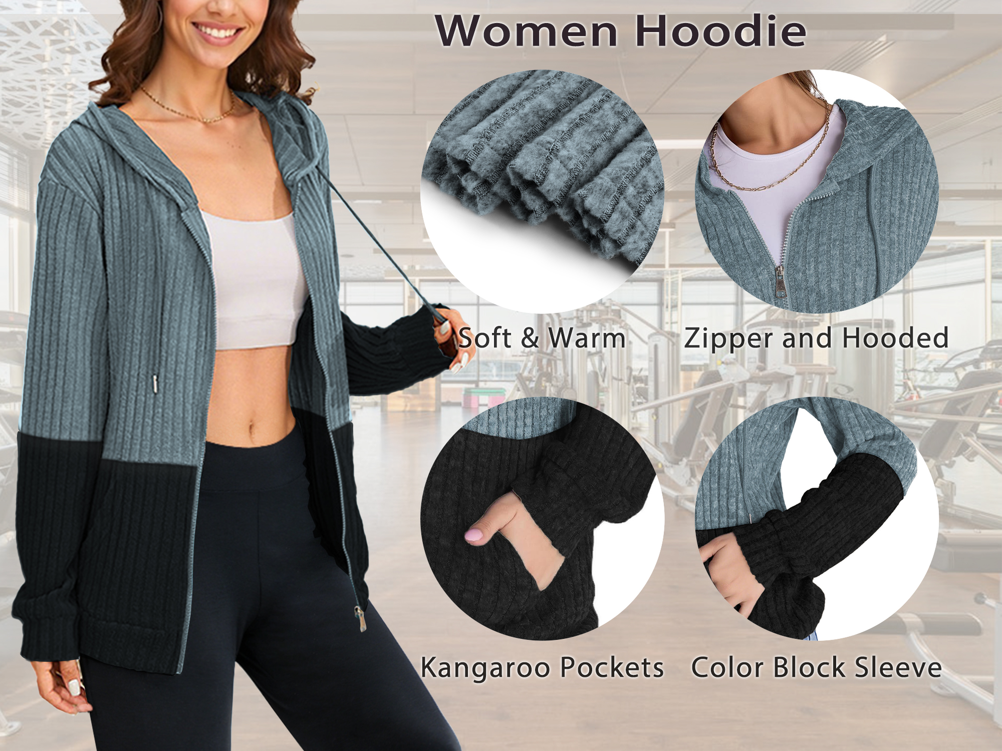 ROSVIGOR WOMENS OVERSIZED HOODIES LIGHTWEIGHT COLOR BLOCK SWEATSHIRTS FOR WOMEN CASUAL HOODED SHIRTS