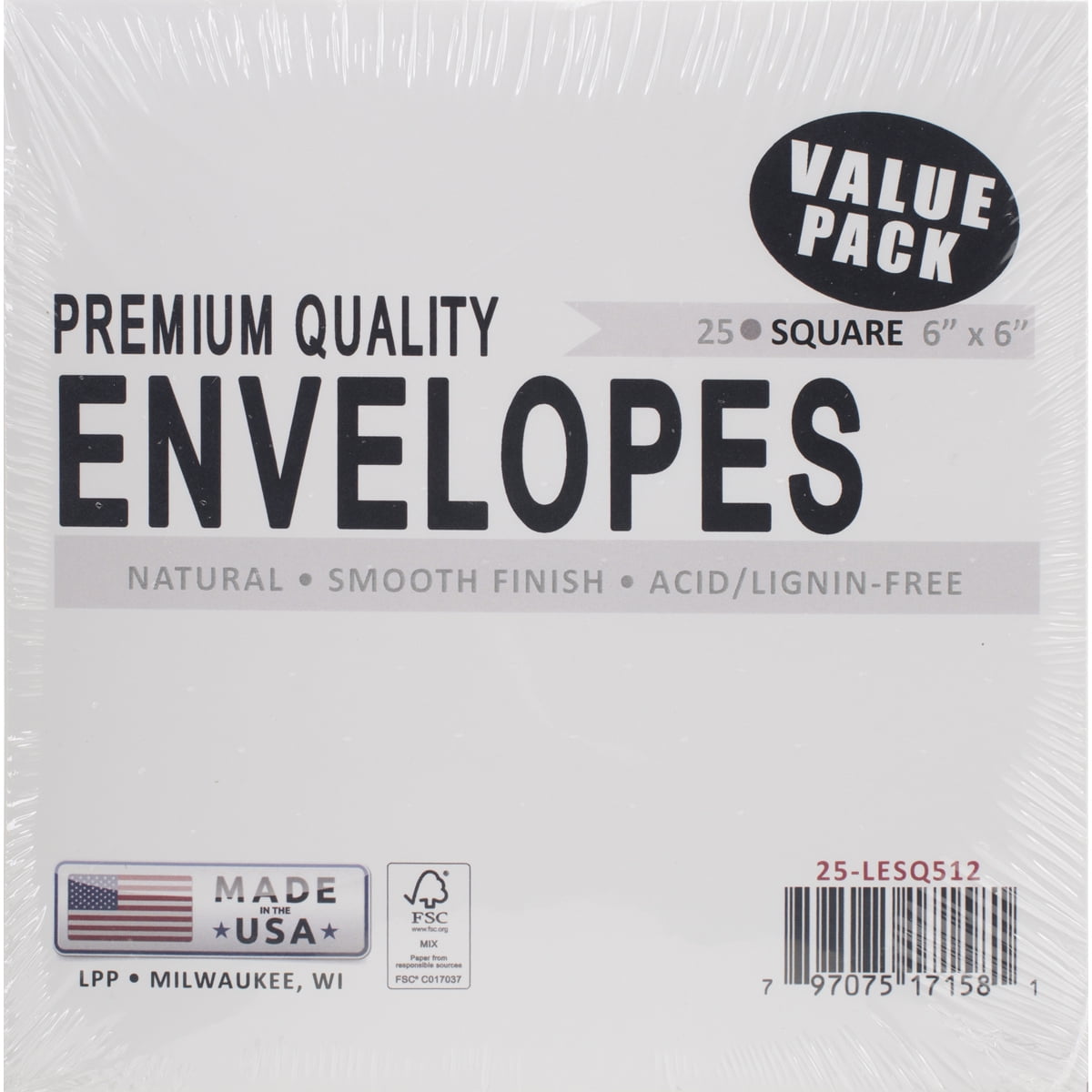 Leader Paper Products Square Envelopes, 6' x 6', 25/Pkg