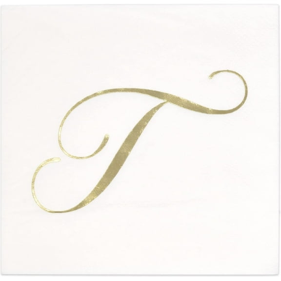 Gift Boutique Gold Monogram Letter T Disposable Paper Napkins
