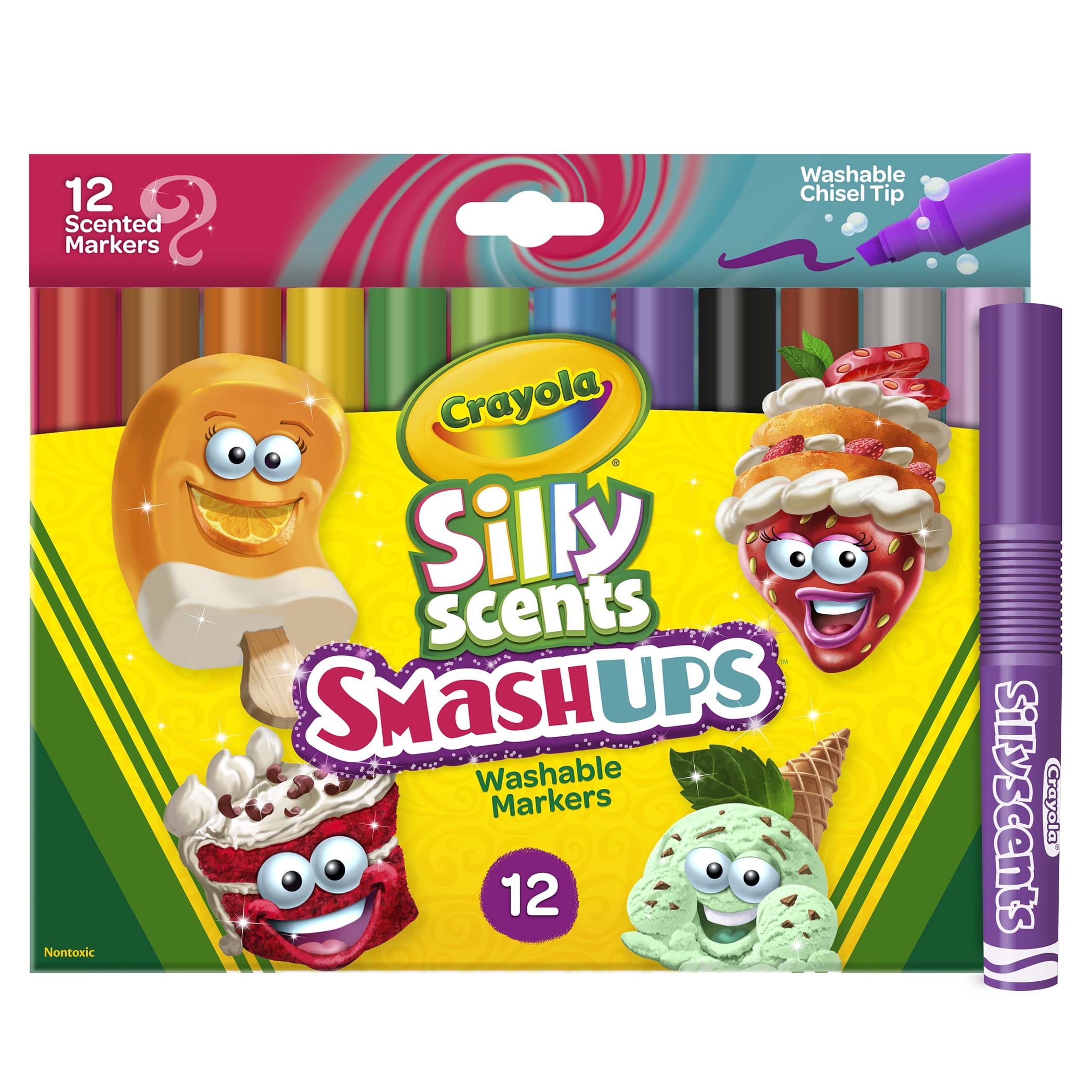 Crayola Wedge Tip Silly Scents Smash Ups Markers, 12 Per Pack, 3 Packs