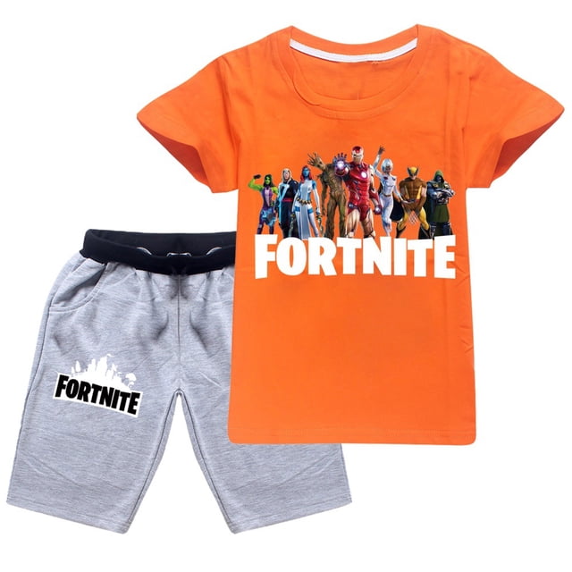 Fortnite Kids Tops Shorts Set Kids Sweatshirt Boys Girls Short Sleeve Print Cartoon Streetwear
