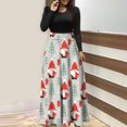 thumbnail image 2 of Robes pour Femmes 2022 Noël Col Rond Manches Longues Patchwork Imprimé Robe Longue Ligne A Robe d'Automne pour Dames, 2 of 6