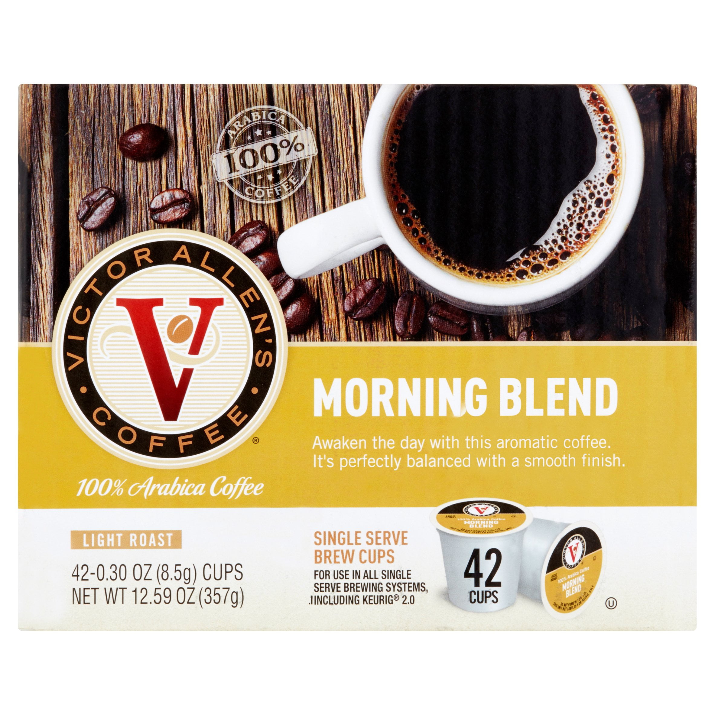 Victor Allen's Coffee Morning Blend Single Serve Brew Cups, 0.30 oz, 42 count