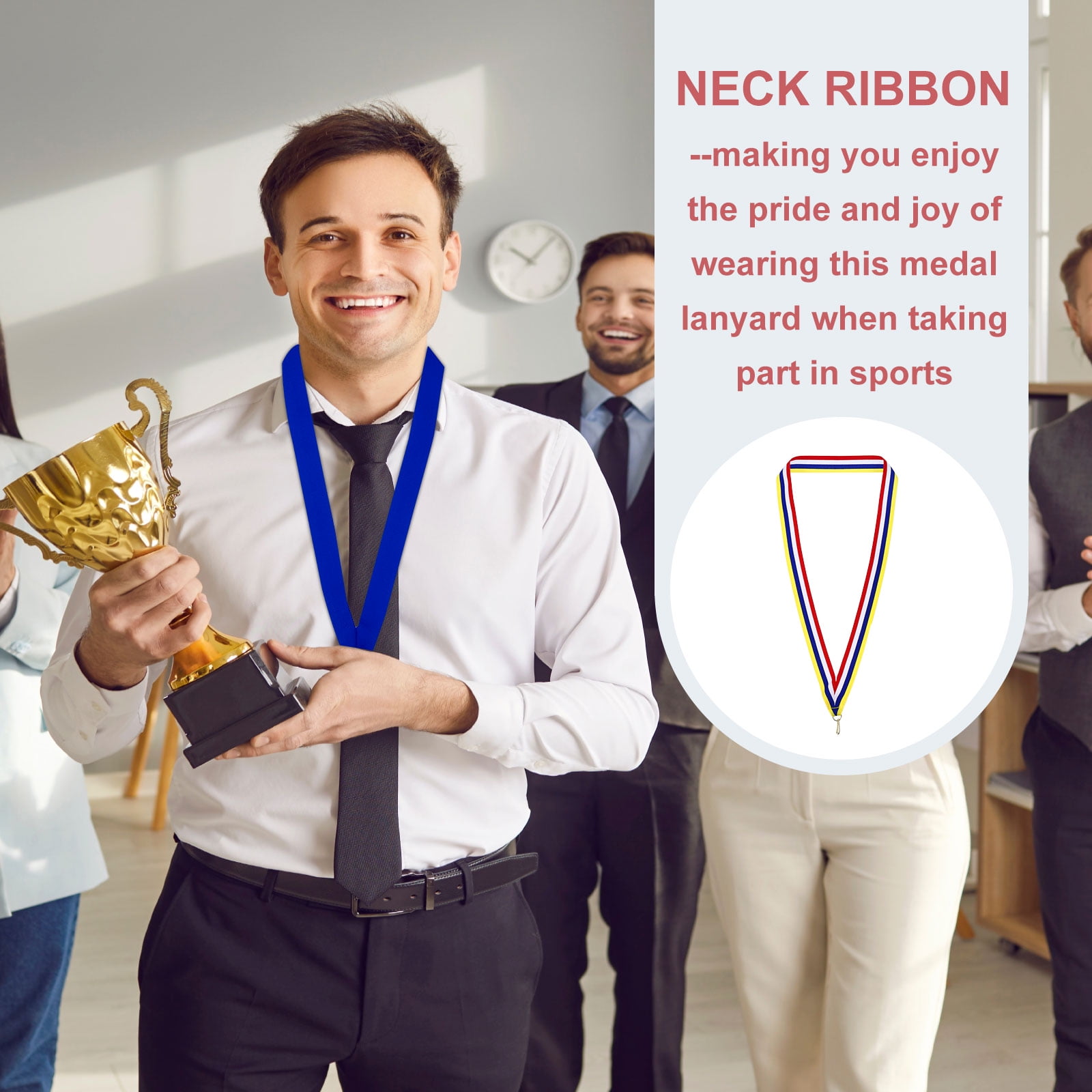 Uxcell Award Neck Ribbons with Snap Clips Polyester Medal Lanyards for Competitions Red/White/Blue/Yellow 100 Pack