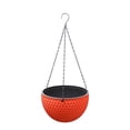 thumbnail image 2 of Clearance Plertrvy Hanging Basket Planter Round Gardening Hanging Premium Plastic Brown Pot Comes with Drainer and Chain Hanging Flowers Pot for Indoor Outdoor, (1X Plastic Flower Pot), 2 of 7