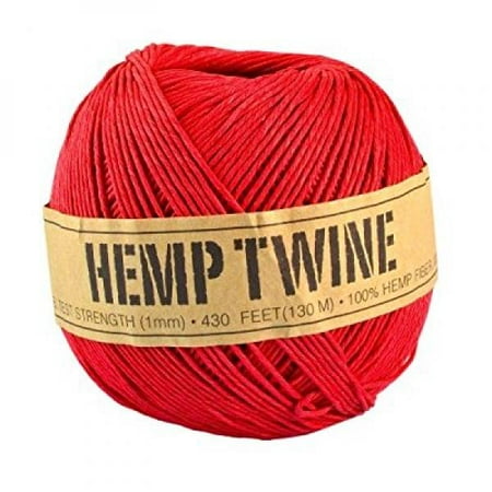 100% Hemp - Red Hemp Twine - 20 LB. Test - 1mm - 430 Feet - 100g - 100% Hemp Fibers