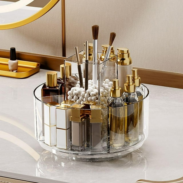 Organizador de maquillaje LINFIDITE 360, giratorio, acrílico transparente