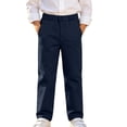 thumbnail image 2 of LONKITO School Uniform Pants for Boys Casual Straigh Leg Pants with Pockets Elastic Waist Kids Clothes Size 5-6 Years, 2 of 8