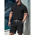 thumbnail image 6 of Men's Short Sleeve Sets Shirts Set 2 Piece Shirt Outfit Black S, 6 of 7