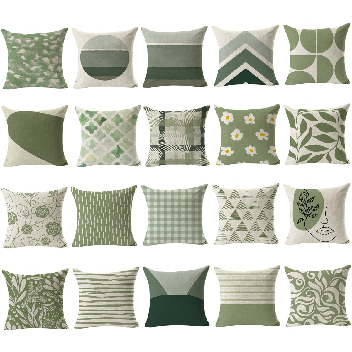 Geometric Cushion Cover Home Sofa Decor Green Linen Throw Pillow Case New 