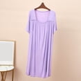 thumbnail image 6 of Tnhcen Women's Modal Short Sleeve Square Neck Loose Fit Pleated Sleep Dress Casual Nightgown for Women M - L Plus Size Breathable Comfortable Bedwear, 6 of 8